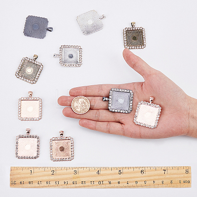 Alloy Rhinestone Pendant Cabochon Settings ALRI-SC0001-002-1