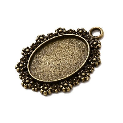 Vintage Tibetan Style Alloy Flower Pendant Cabochon Bezel Settings X-TIBEP-M018-42AB-NF-1