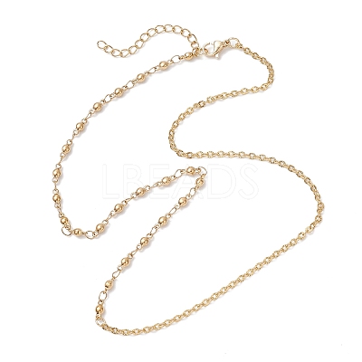 304 Stainless Steel Textured Cable Chain Ball Link Chain Necklaces for Women NJEW-JN05596-1