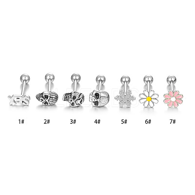 316L Surgical Stainless Steel White Enamel Tongue Rings WGBFDF9-06-1