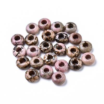 Natural Rhodonite European Beads G-G740-12x6mm-01-1