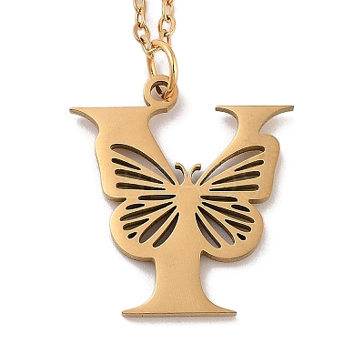 PVD Vacuum Plating 201 Stainless Steel Necklaces NJEW-R267-01Y-G-1