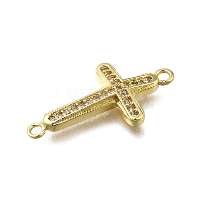 Brass Clear Cubic Zirconia Cross Connector Charms LS-ZIRC-I070-003G-1