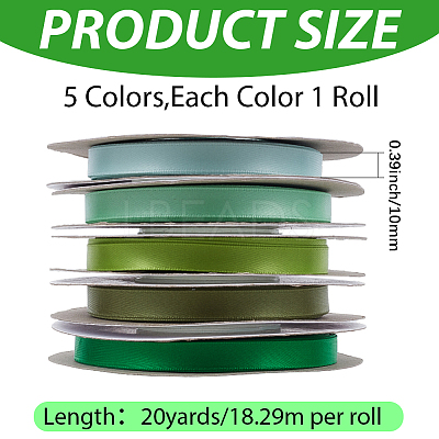 5 Rolls Single Face Polyester Satin Ribbon SRIB-CY0001-38D-1