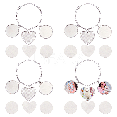 4Pcs 304 Stainless Steel and Brass Bracelets Making BJEW-PH01793-1