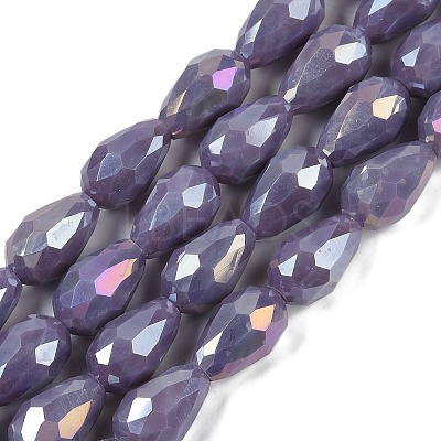 Opaque Solid Color Electroplate Glass Beads Strands EGLA-N013-P6mm-B09-1