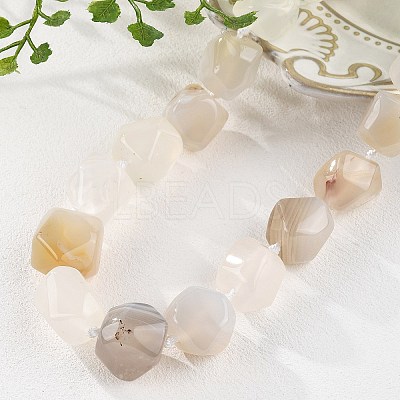 Natural White Agate Nuggets Beaded Necklaces for Women Men NJEW-K388-01S-1
