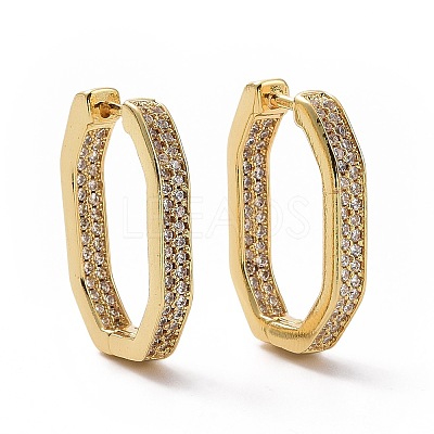 Clear Cubic Zirconia Oval Hoop Earrings EJEW-I280-07G-1