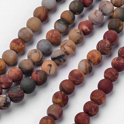 Natural Polychrome Jasper/Picasso Stone/Picasso Jasper Beads Strands G-D809-03-6mm-1