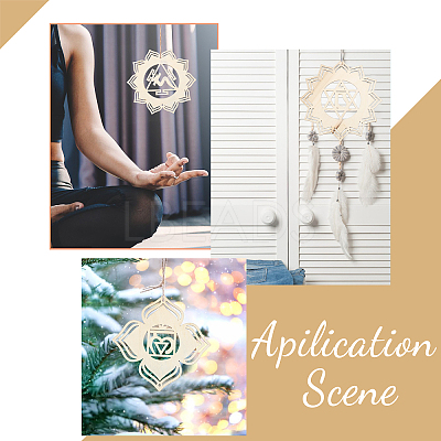 1 Set DIY Unfinished Bohemian Meditation Energy Symbol Wood Pendant Decoration Kits DIY-CA0005-60-1
