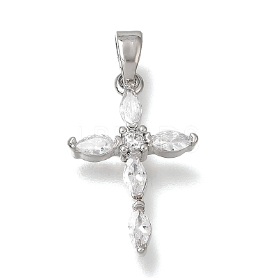 Brass Micro Pave Clear Cubic Zirconia Pendants CU-CBA9883-05B-P-1