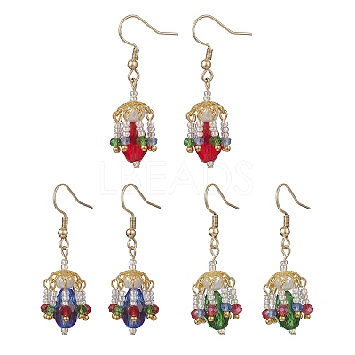 Glass Lantern Dangle Earrings EJEW-MZ00629-1
