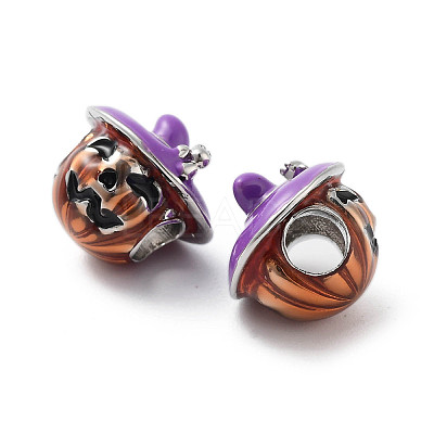 Halloween Rack Plating Brass Enamel European Beads KK-M280-01P-1