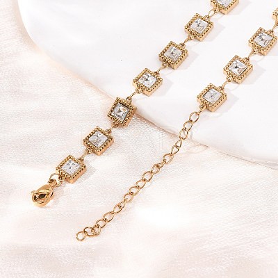 304 Stainless Steel Glass Link Chain Necklaces SA-CBA725A-25C-G-1