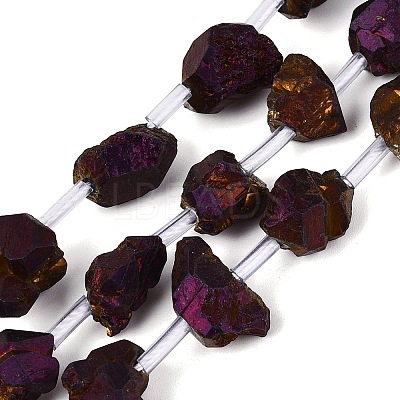 Electroplate Raw Rough Natural Amethyst Beads Strands G-Q610-06B-1