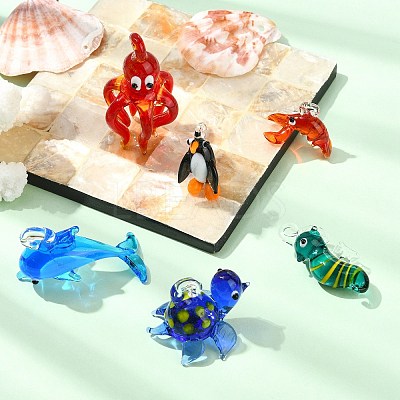 6Pcs 6 Styles Handmade Lampwork Pendants LAMP-CJ0002-69-1