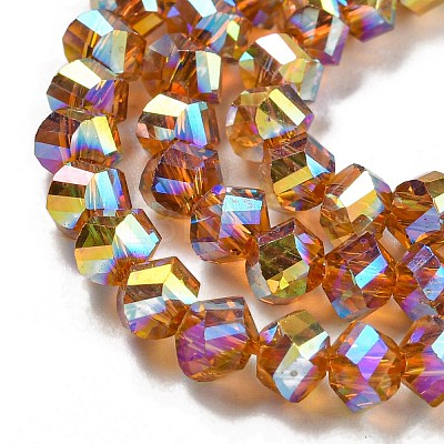 Electroplate Glass Beads Strands GLAA-Q105-04T-1
