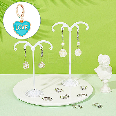 12Pcs 6 Colors Heart with Word Love Enamel Dangle Leverback Earrings EJEW-DC0001-26-1