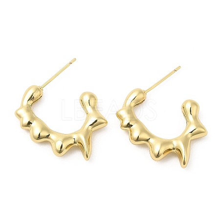 Brass Ring Melting Stud Earrings EJEW-Q770-12G-1