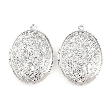 Rack Plating Brass Locket Pendants KK-K277-03P-1