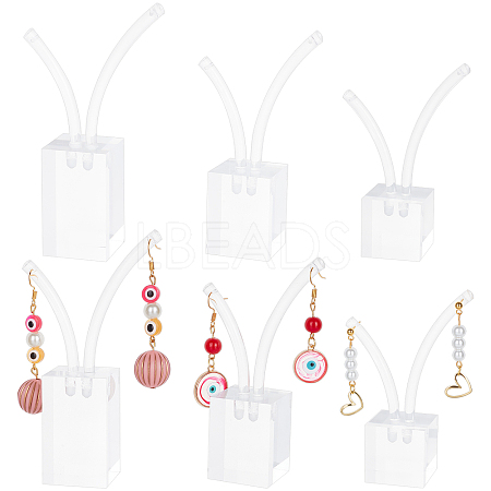 3Pcs 3 Sizes Transparent Acrylic Earring Display Stands EDIS-WH0022-08-1