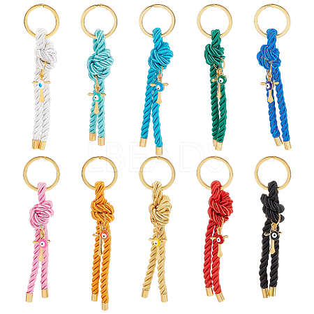 Nylon Thread Keychain with Cross and Evil Eye Charm KEYC-PH01519-1