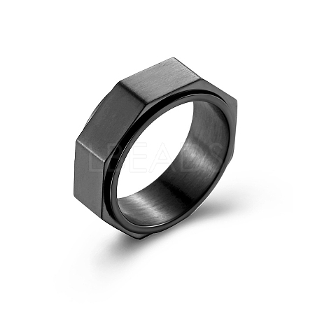 Plain Octagon Titanium Steel Rotating Finger Ring PW-WG48704-15-1