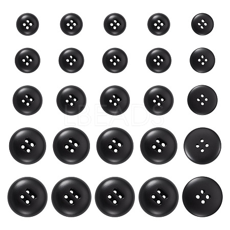 25Pcs 5 Styles 4-Hole Resin Buttons BUTT-TA0001-49-1