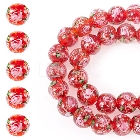 1 Strand Handmade Glod Sand Lampwork Beads Strands LAMP-TA0002-09C-1
