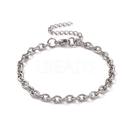 304 Stainless Steel Cable Chain Bracelet for Men Women BJEW-E031-01P-07-1