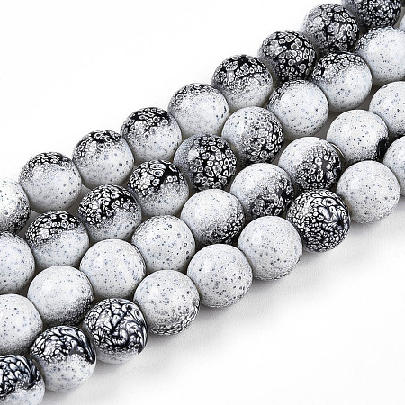 Transparent Baking Paint Glass Beads Strands DGLA-N009-10mm-09-1