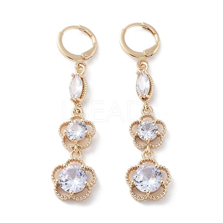 Rack Plating Golden Brass Dangle Leverback Earrings EJEW-A030-02D-G-1