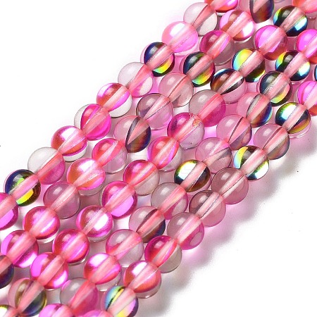 Synthetic Moonstone Beads Strands G-P528-J01-10-1