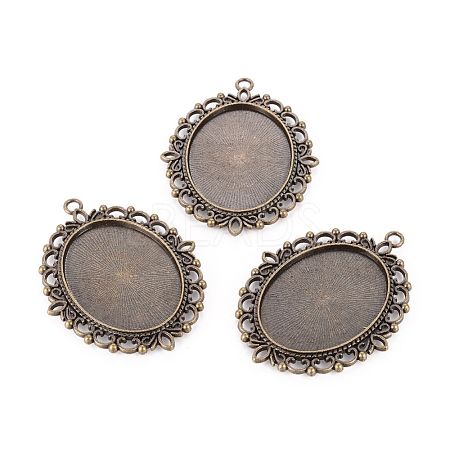 Tibetan Style Oval Pendant Cabochon Settings TIBE-473-AB-NR-1