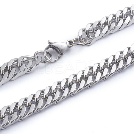 Men's 304 Stainless Steel Diamond Cut Cuban Link Chain Necklaces X-NJEW-L173-002B-P-1