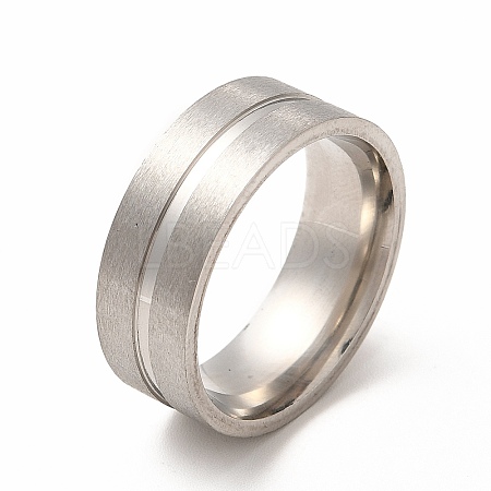 201 Stainless Steel Grooved Finger Ring Settings STAS-P323-08P-1