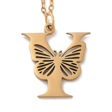 PVD Vacuum Plating 201 Stainless Steel Necklaces NJEW-R267-01Y-G-1