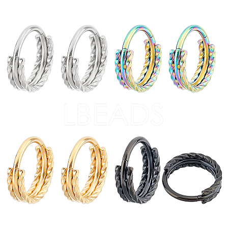 8Pcs 4 Colors Twisted Ring Hoop Earrings for Girl Women STAS-DC0008-52-1