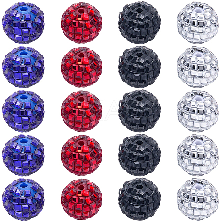 20Pcs 4 Colors Acrylic Rhinestone Beads OACR-SC0003-05-1