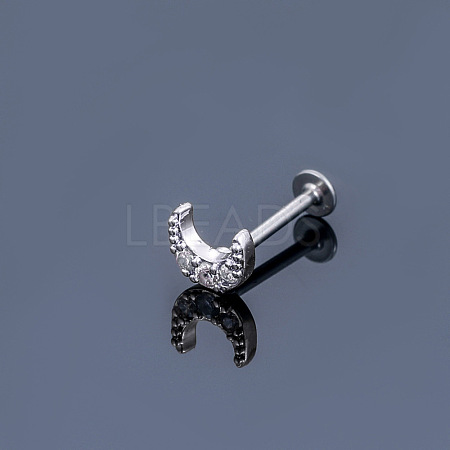 316L Surgical Stainless Steel Micro Pave Clear Cubic Zirconia Cartilage Earrings WGEC19D-12-1