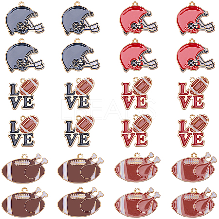 24Pcs 6 Style Alloy Enamel Pendants FIND-SC0009-07-1