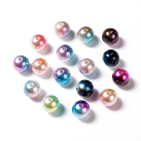 Rainbow ABS Plastic Imitation Pearl Beads OACR-Q174-12mm-M-1