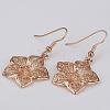 Real Rose Gold Plated Filigree Flower Tin Alloy Dangle Earrings EJEW-BB09720-RG-2