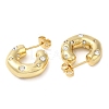 Rack Plating Brass Round with Heart Stud Earrings with Cubic Zirconia EJEW-E290-03G-2