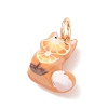 Animal Theme Brass Enamel Pendants KK-CBAE20A-02B-G-3