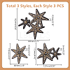 9Pcs 3 Styles Star Polyester Embroidery Appliques PATC-GA0001-51-2