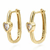 Brass Micro Pave Clear Cubic Zirconia Huggie Hoop Earring EJEW-T046-16G-NF-1