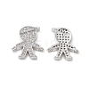 Brass Micro Pave Clear Cubic Zirconia Connetor Charms KK-E068-VB030-1