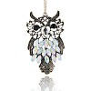 Antique Silver Tone Alloy Acrylic Rhinestone Bird Pendants RB-J254-01AS-1
