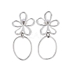 Non-Tarnish Hollow Flower 304 Stainless Steel Dangle Earrings EJEW-B052-01P-1